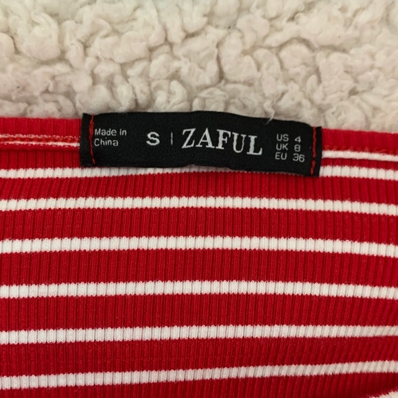 Zaful Striped Button Down Crop Top - Picture 6 of 7